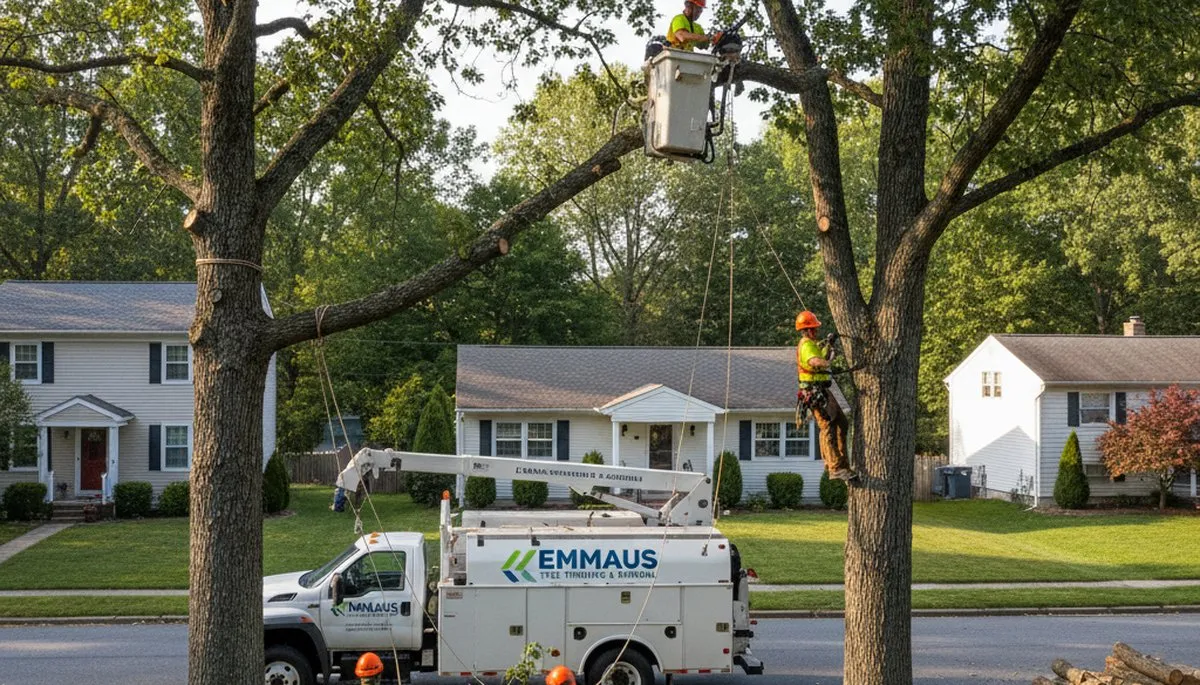 Professional tree removal service in Allentown PA clearing large oak tree safely