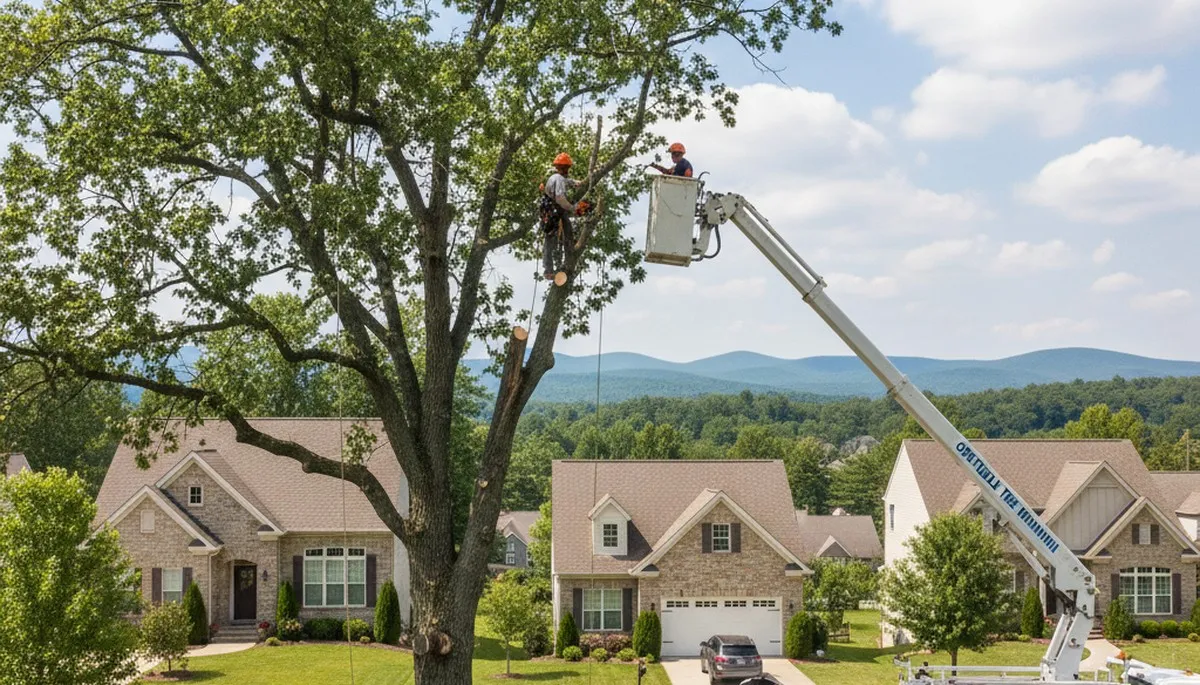 Professional tree removal service in Allentown PA safely cutting and clearing large oak tree