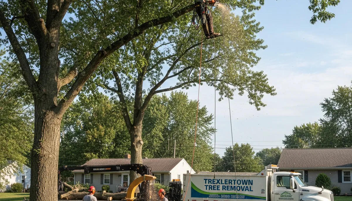 Professional tree removal service in Allentown PA safely cutting and clearing large residential trees